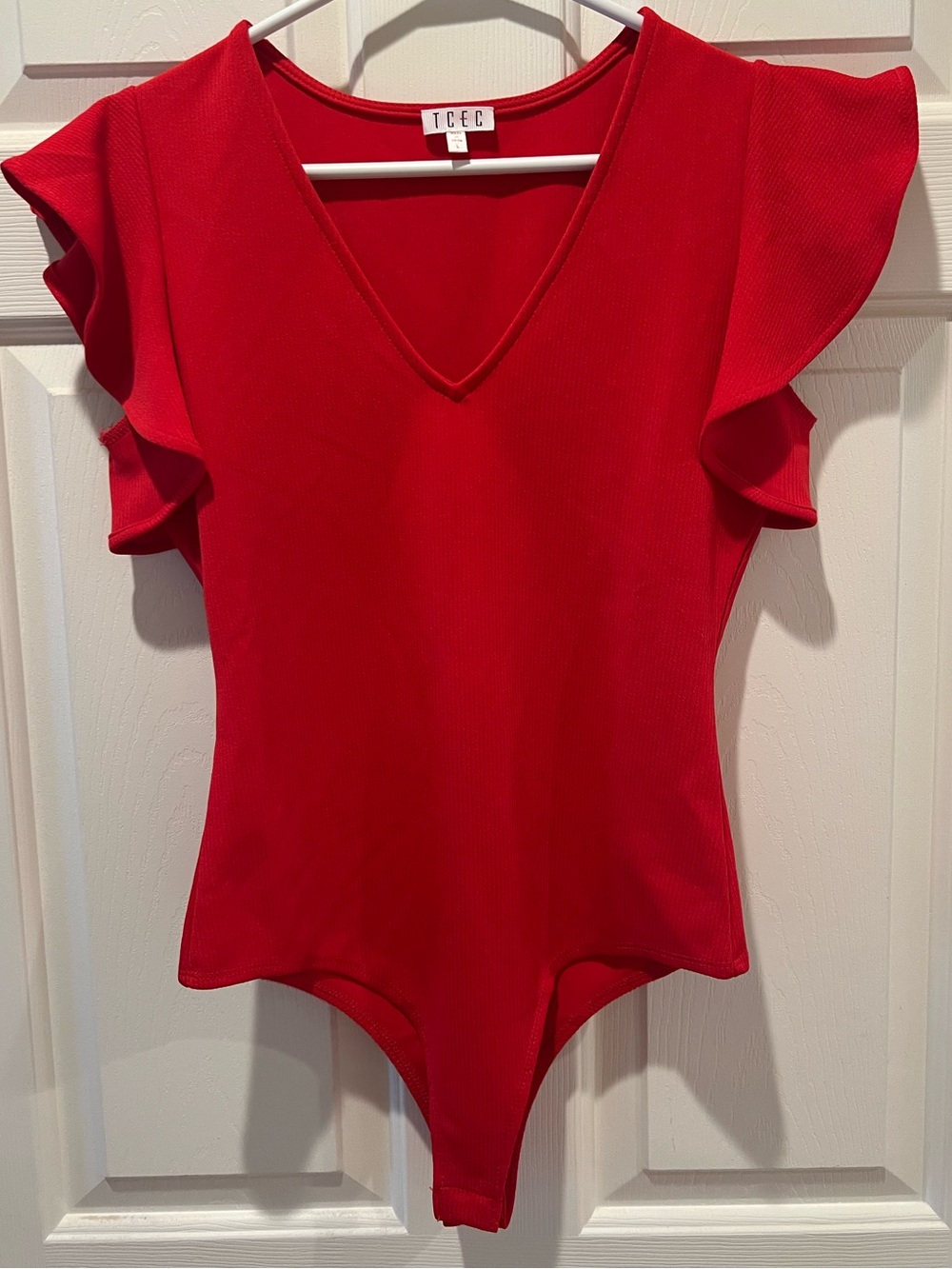 TCEC Ruffle Sleeve Bodysuit Red Large